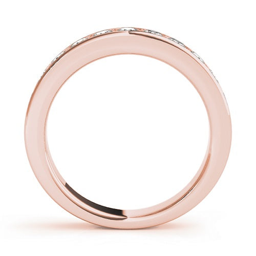Wedding Band 1/5 Carat Round Diamond Channel Set In 14K Solid Rose Gold Jewelry