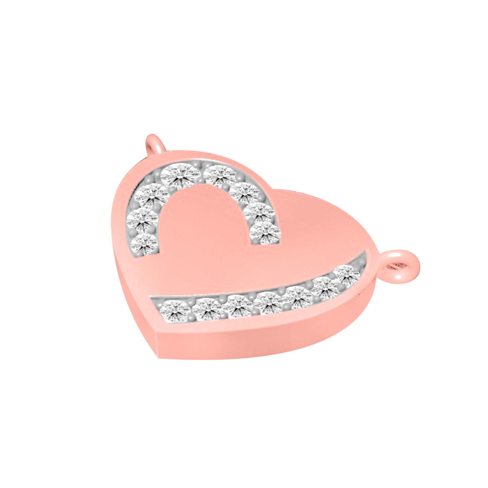 10K White Rose & Yellow Gold 0.11 Carat Natural Diamond Heart Shape Necklace Pendnat
