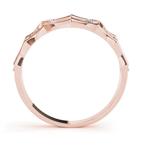 1/10 Carat Diamond Wedding Engagement Band In 10K Rose Solid Gold