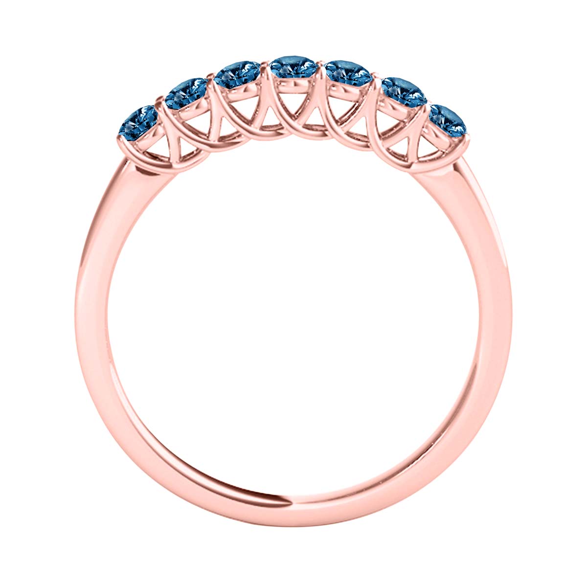 Elegant 0.50 Ct Seven-Stone Blue Diamond Wedding Engagement Ring in 14K Rose Gold