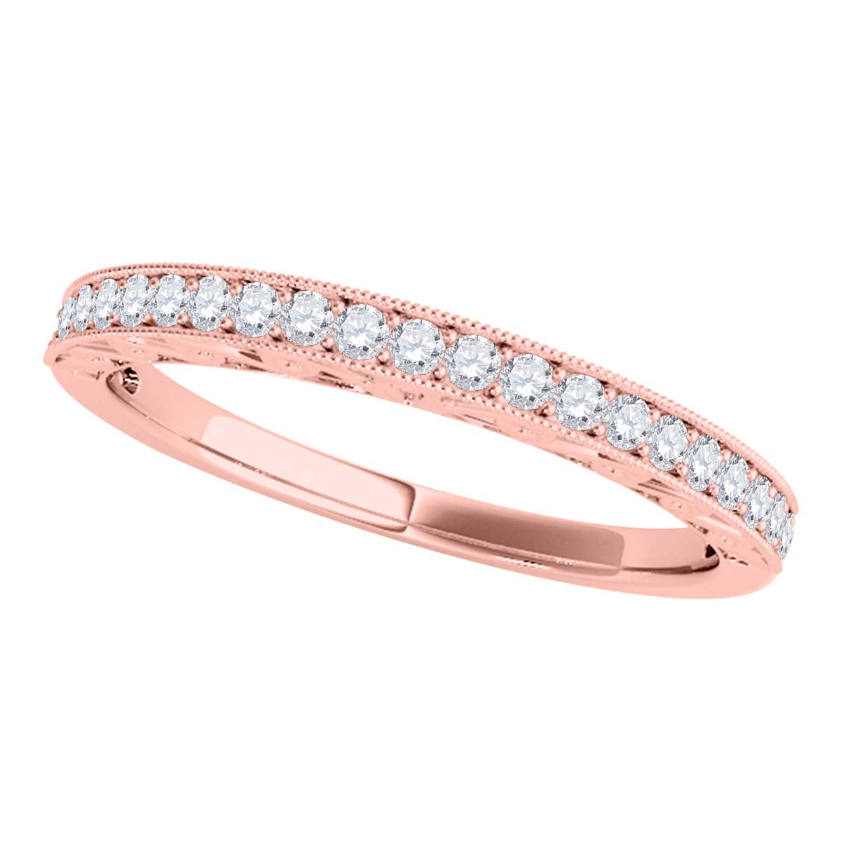 0.15 Ct Natural Diamond Wedding Band In 14K Solid Rose White & Yellow Gold Women Jewelry