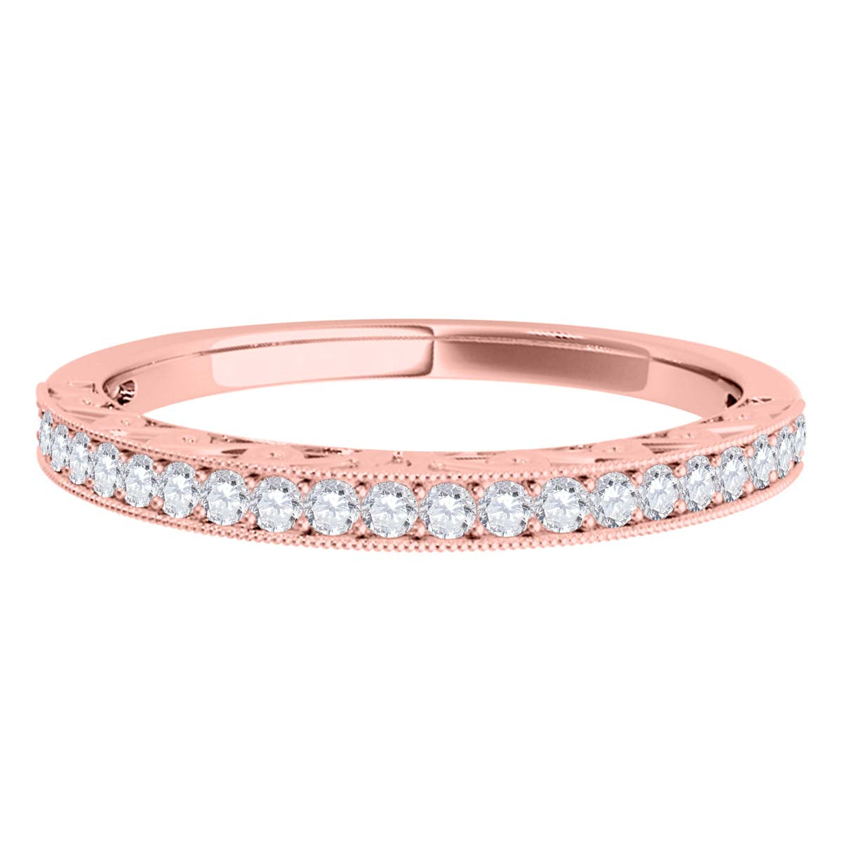 0.15 Ct Natural Diamond Wedding Band In 14K Solid Rose White & Yellow Gold Women Jewelry