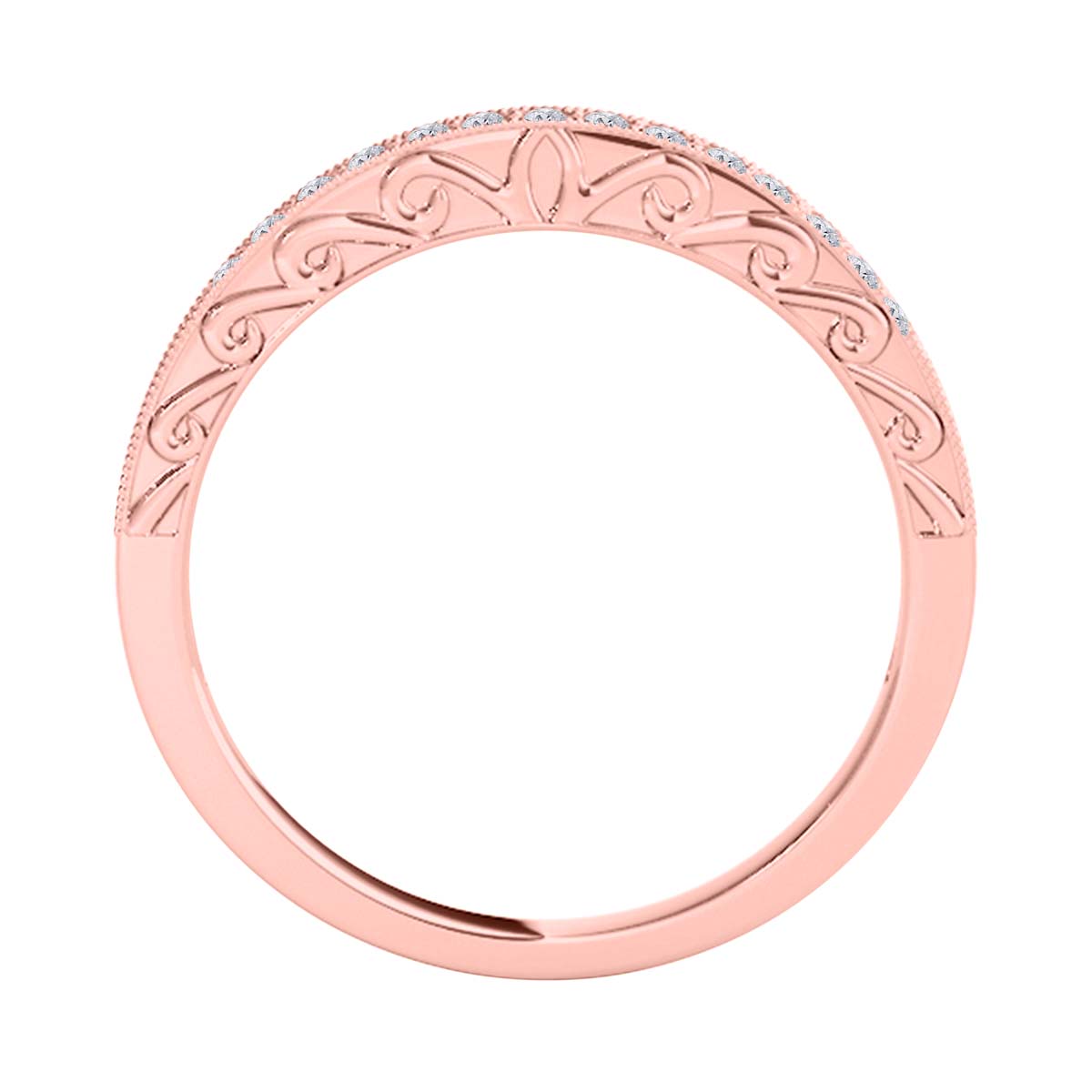1/6 Carat Round Diamond 14K Rose Gold Wedding Band In Women Jewelry
