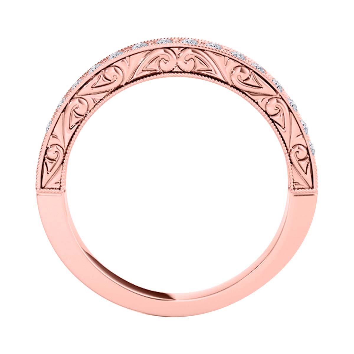 10K Rose White & Yellow Gold 0.31 Ct Round Natural Diamond Wedding Band Women Jewelry