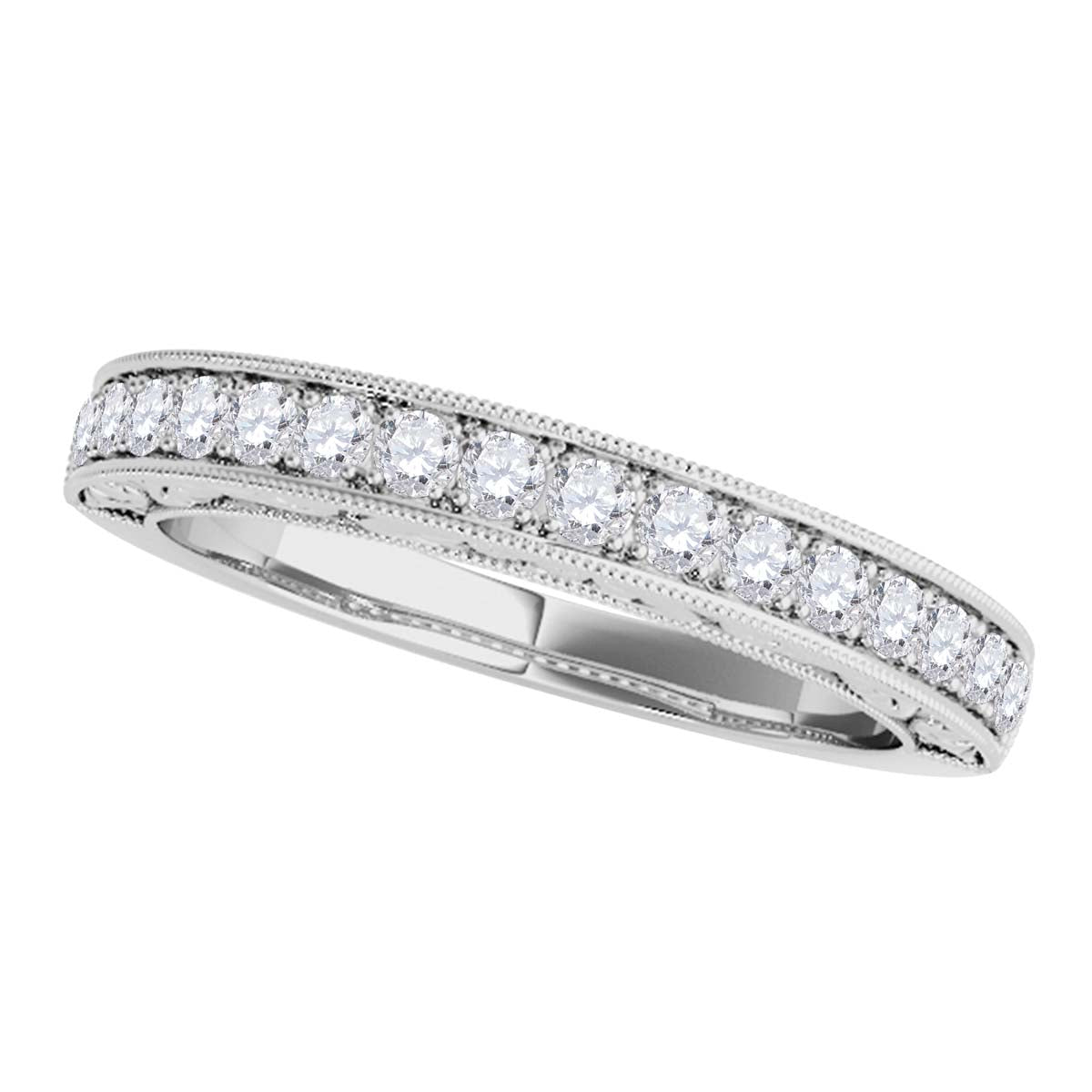 10K Rose White & Yellow Gold 0.31 Ct Round Natural Diamond Wedding Band Women Jewelry