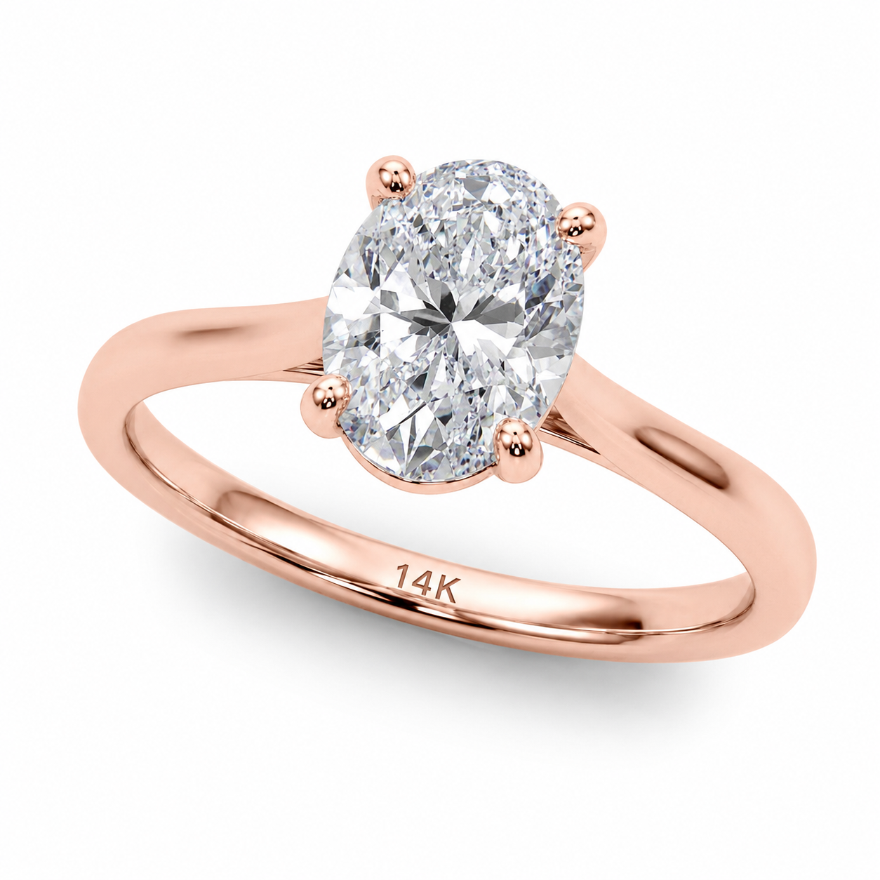 KohinoorGems 2.00Ct Oval Solitaire Engagement Rings In 14K Solid Gold Women Jewelry