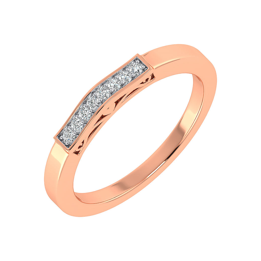 0.08 Ct Diamond 14K Gold Wedding Band Women Jewelry