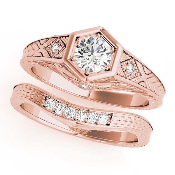 0.50 Ct Diamond Bridal Set Engagement Wedding Band In 14K Gold
