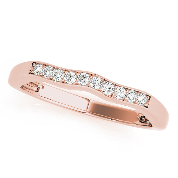 Wedding Band 0.06 Ct Round Diamond In 10K Solid Gold