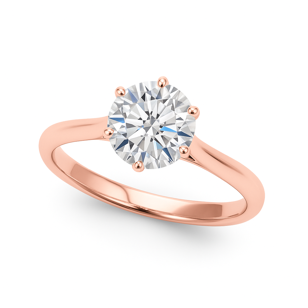 0.33 Ct Round Lab Grown Diamond Solitaire Ring in 14K Gold – Classic 6-Prong Setting