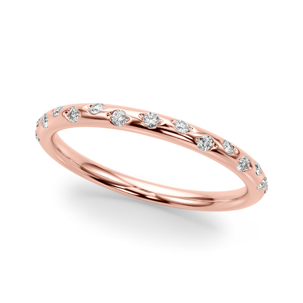 14K Gold 0.07 Ct FG/VVS1 Round Diamond Wedding Band