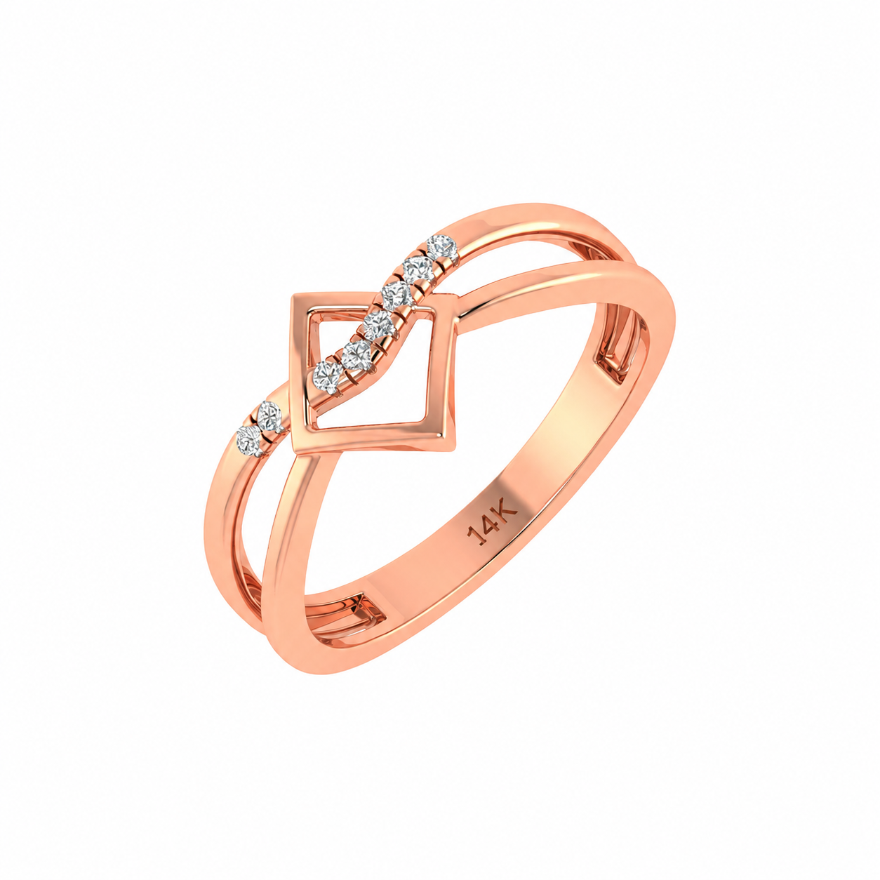 0.07Ct Diamond 14K Gold Wedding Engagement Band Women Jewelry