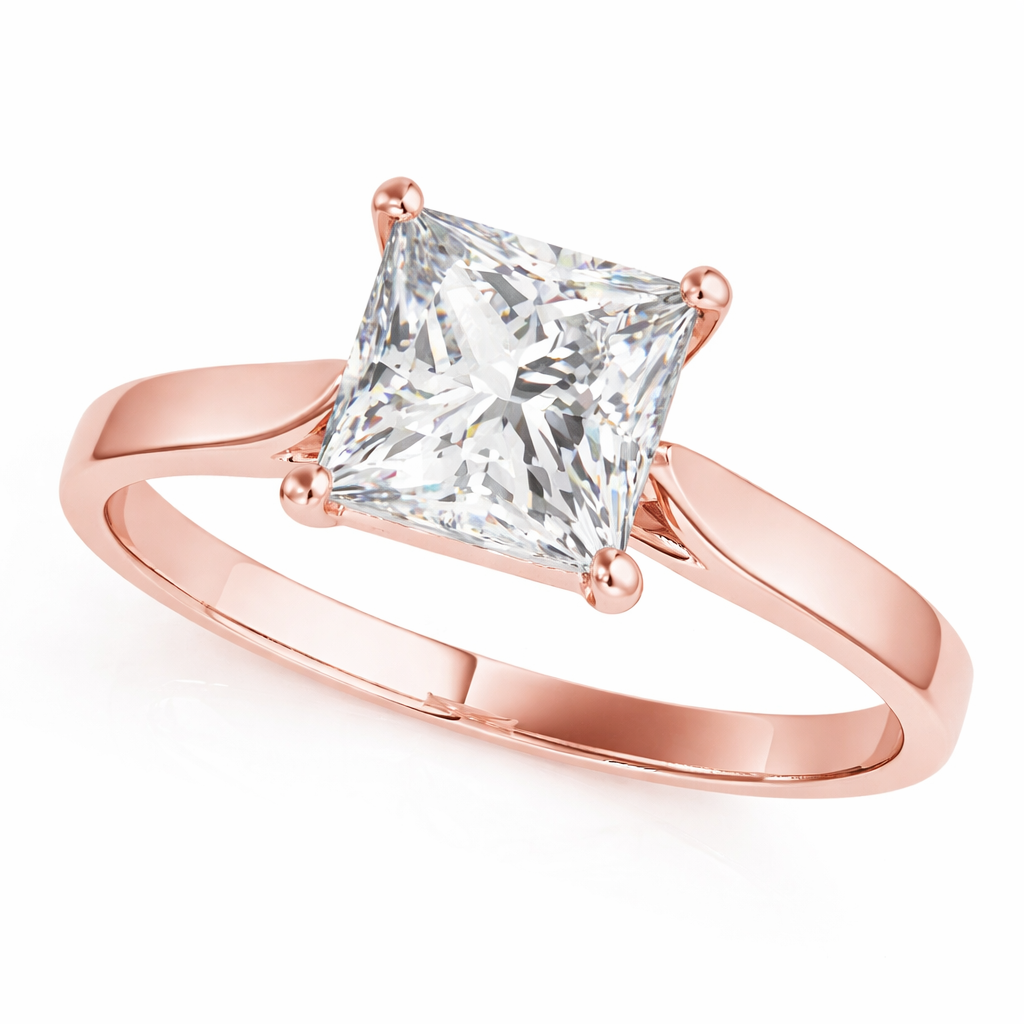 Solitaire Ring 0.75 Ct Diamond FG/VVS1 Princess 14K White Gold Engagement Rings