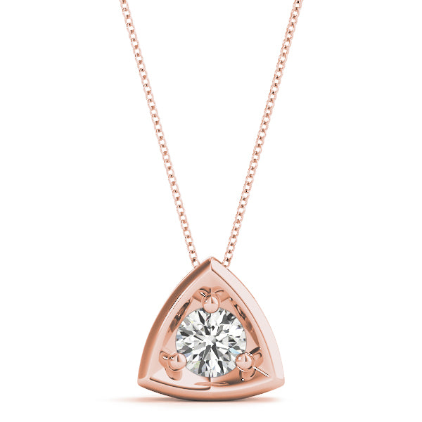 0.50CT Diamond 10K Solid Gold Necklace Pendant With Sterling Silver Chain