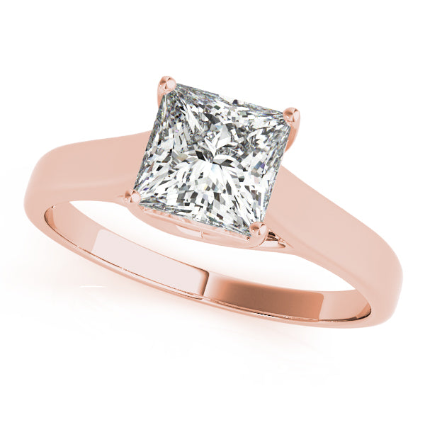 1.00CT Princess Diamond Solitaire Engagememt Rings In 14K Gold