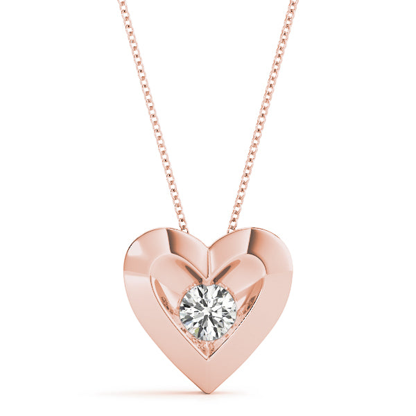 0.10CT Diamond Heart Shape Pendant Necklace In 14K Gold