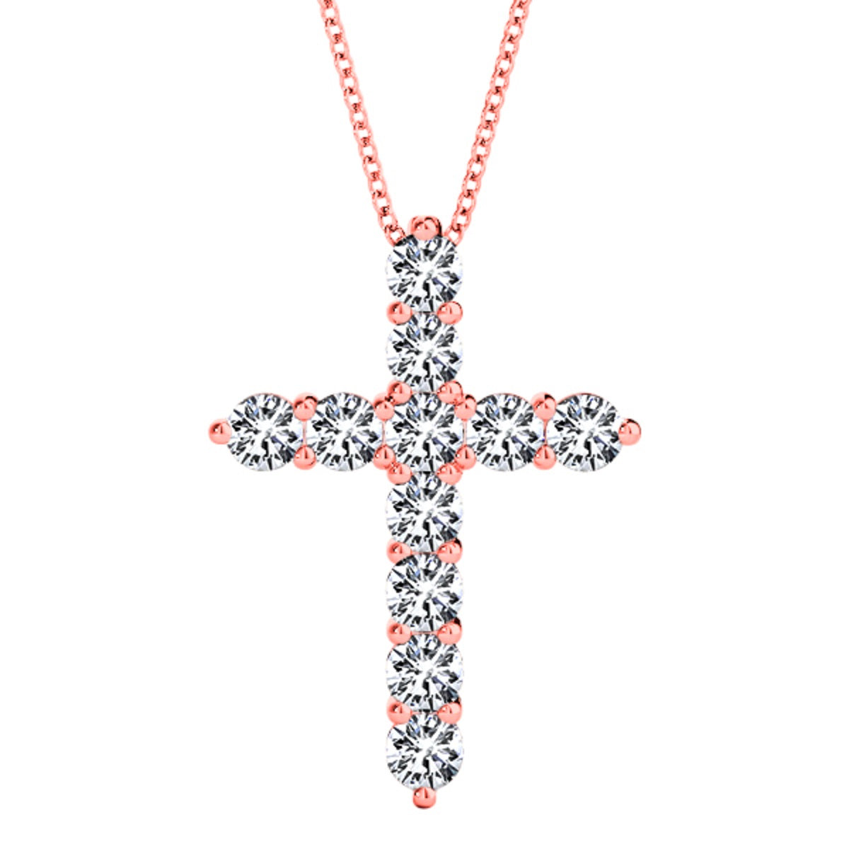 0.11CT Diamond Cross Pendant In 14K Gold With Box Chain