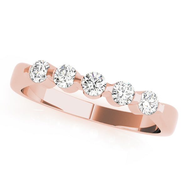 0.50 Ct Round Diamond 5 Stone Wedding Band In 14K Gold