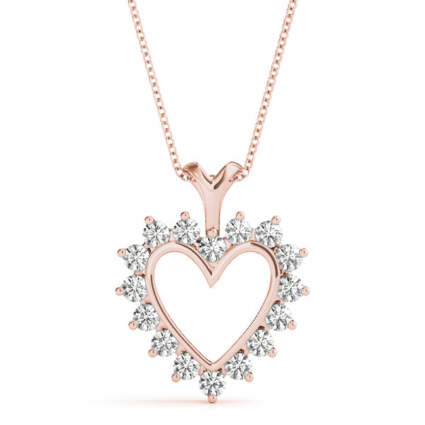 1/3 CT Diamond Heart Shape Pendant In 14K Gold With 18" Box Chain