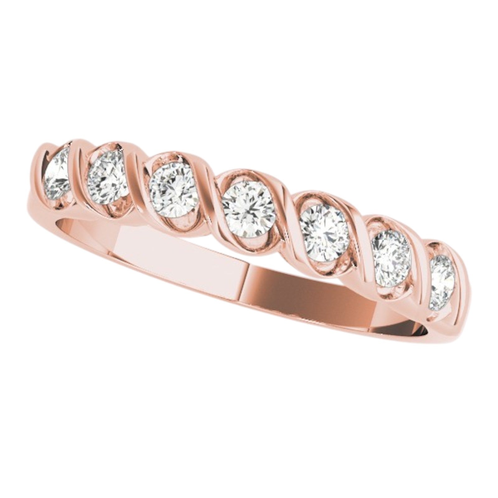 0.25 Ct Twisted Band Diamond Ring in 14K Gold