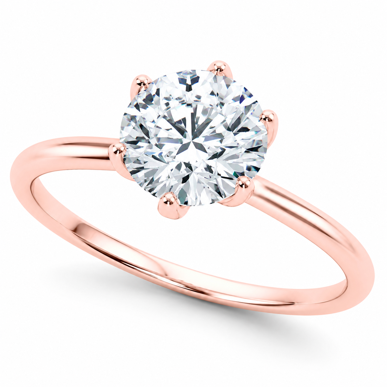 0.33 Ct Lab Grown Diamond Solitaire Engagement Ring in 14K Rose Gold | FG/VVS1 | 2.25g
