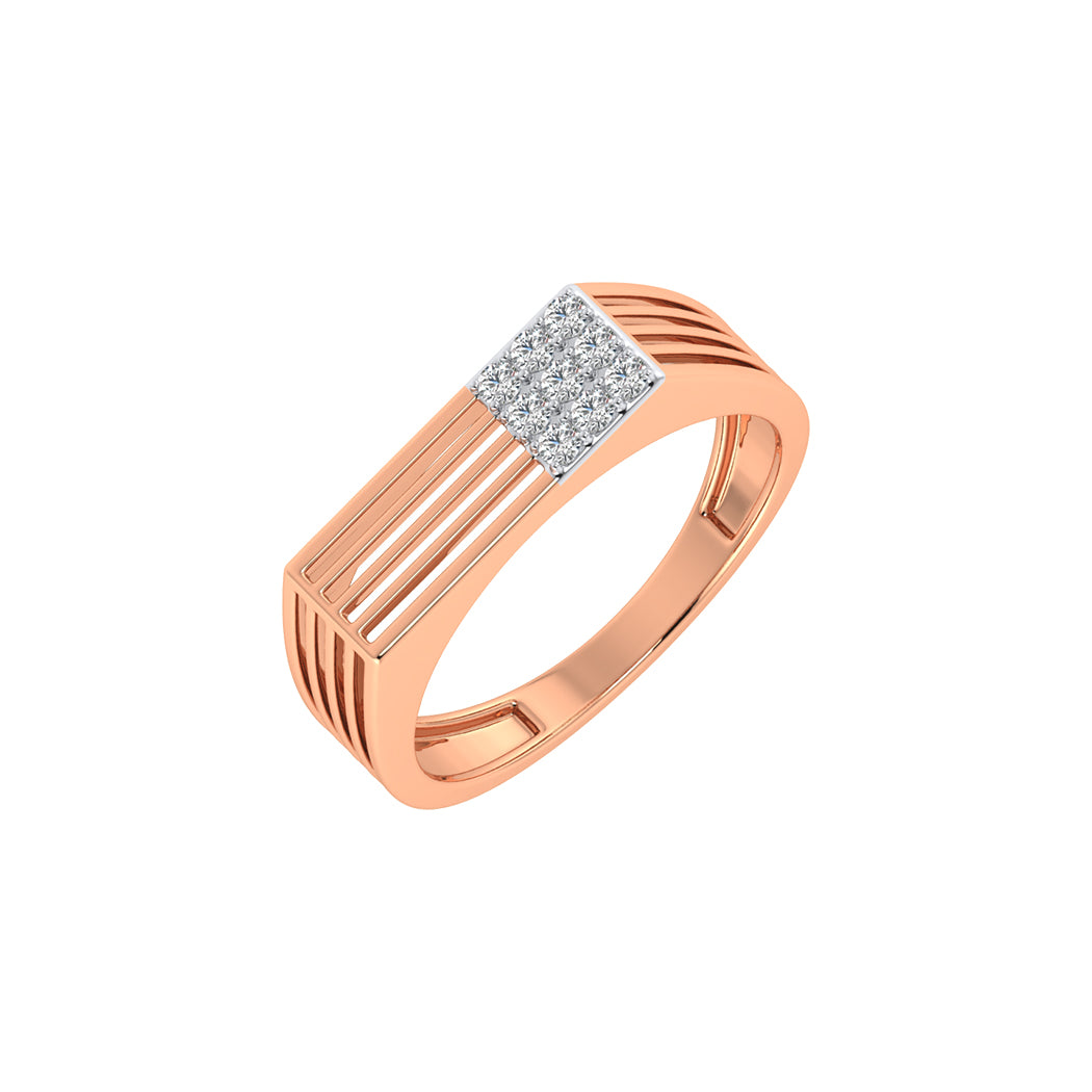 0.14Ct Diamond Men Wedding Engagement Band In 14K Solid Gold