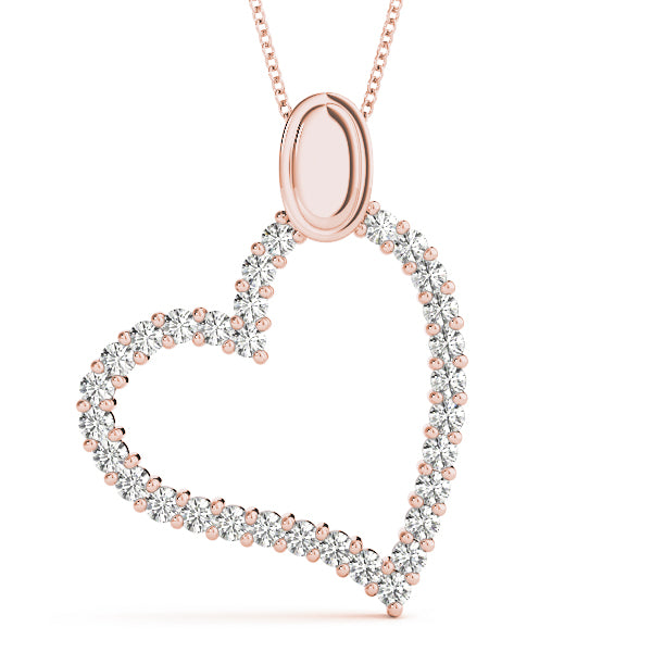 1.00  Ct Diamond Heart Pendant Necklace In 14K Gold