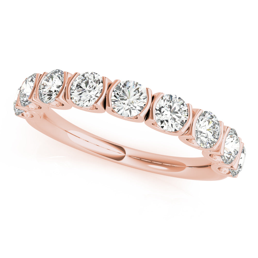 0.75  Ct Half Eternity Diamond Ring in 14K Rose Gold – 7-Stone Shared Prong Band