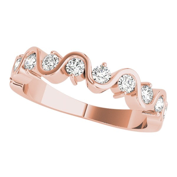 0.25 Ct Wavy Sparkle Diamond Band Ring in 14K Gold