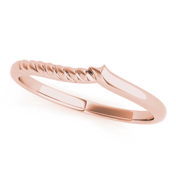Elegant Twisted Rope Chevron Band in 10K Rose Gold