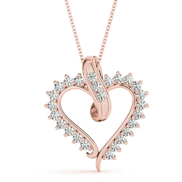 Heart Pendant 0.25 Ct Diamond Chain Necklace In 14K Gold