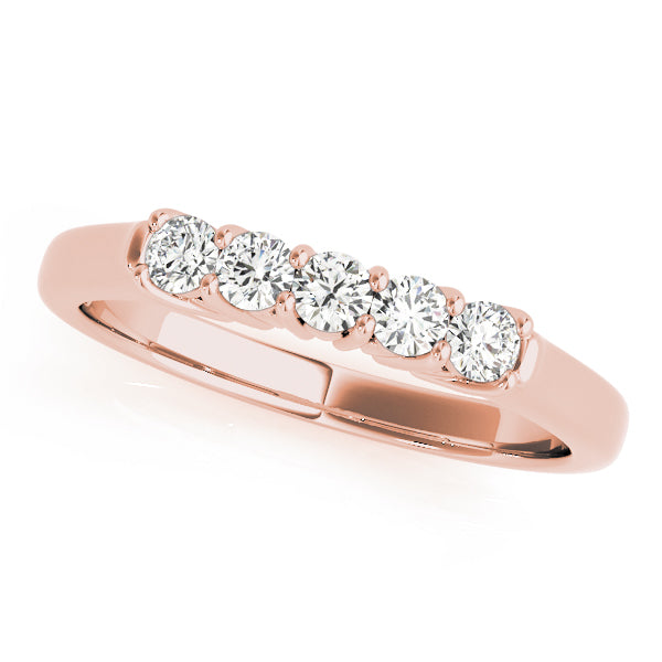 0.50 Ct Lab-Grown/ Natural Diamond 5 Stone Wedding Band Ring in 14K Rose/ White & Yellow Gold
