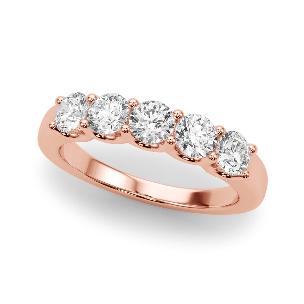 1/2 Ct Classic 5-Stone FG/VVS1 Diamond Band Ring in 14K White/Rose & Yellow Gold