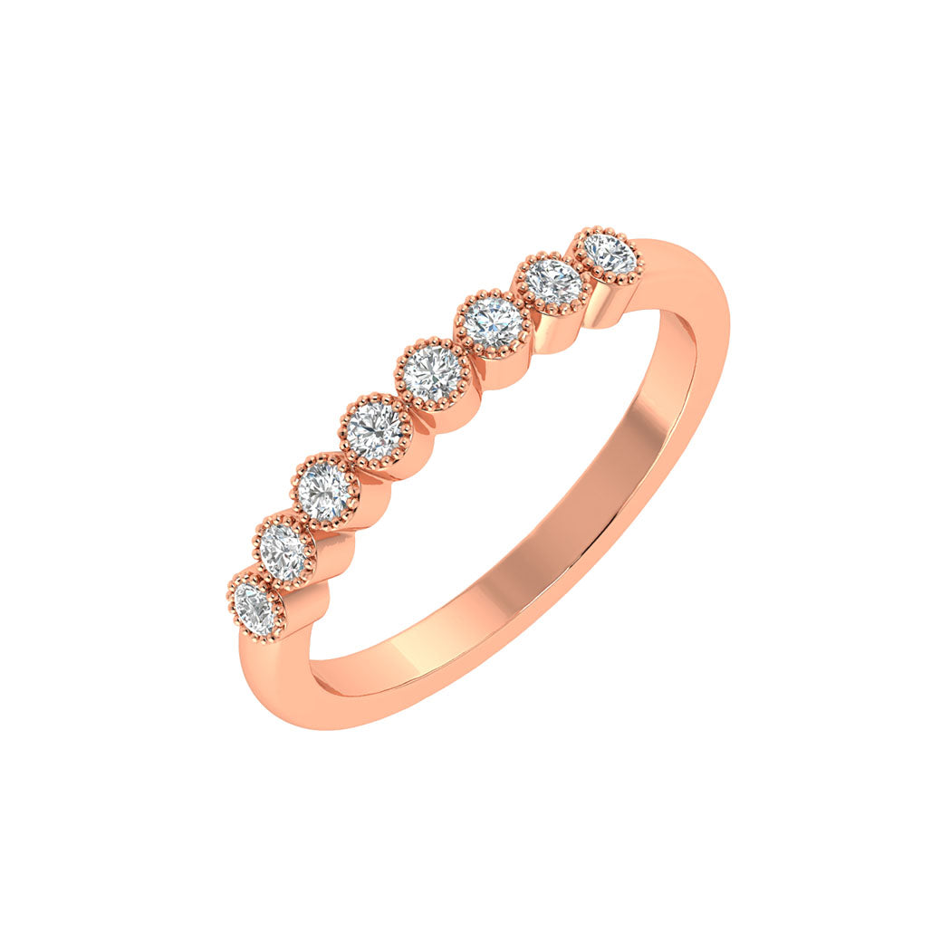 Wedding Band 14K Gold 0.25Ct Bezel Set Diamond Women Jewelry