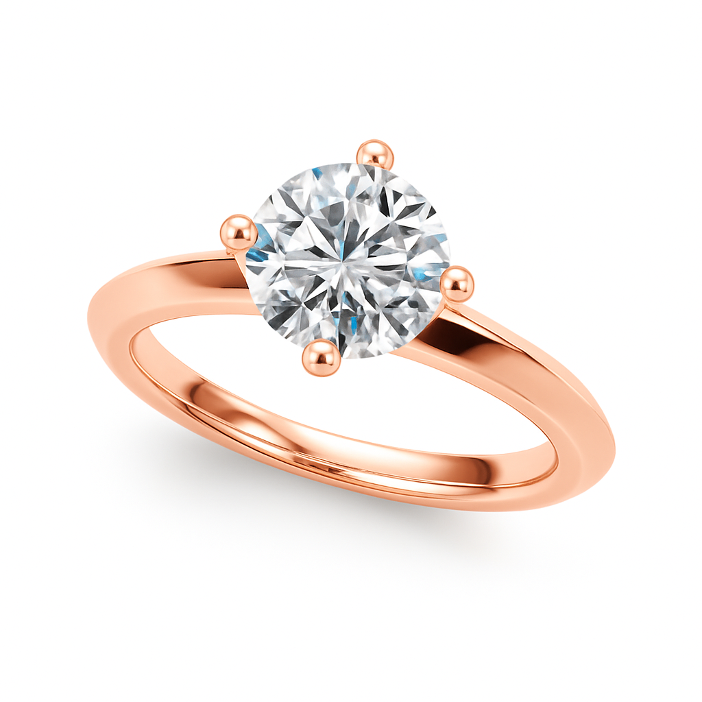 1/2 Ct Brilliant Diamond Solitaire Engagement Ring In 14K Gold
