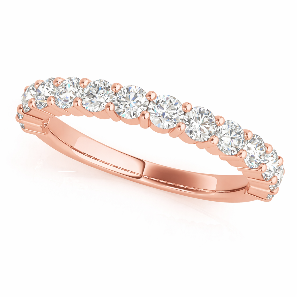 0.10 CT Diamond Half Eternity Band in 14K Solid Rose Gold for Women