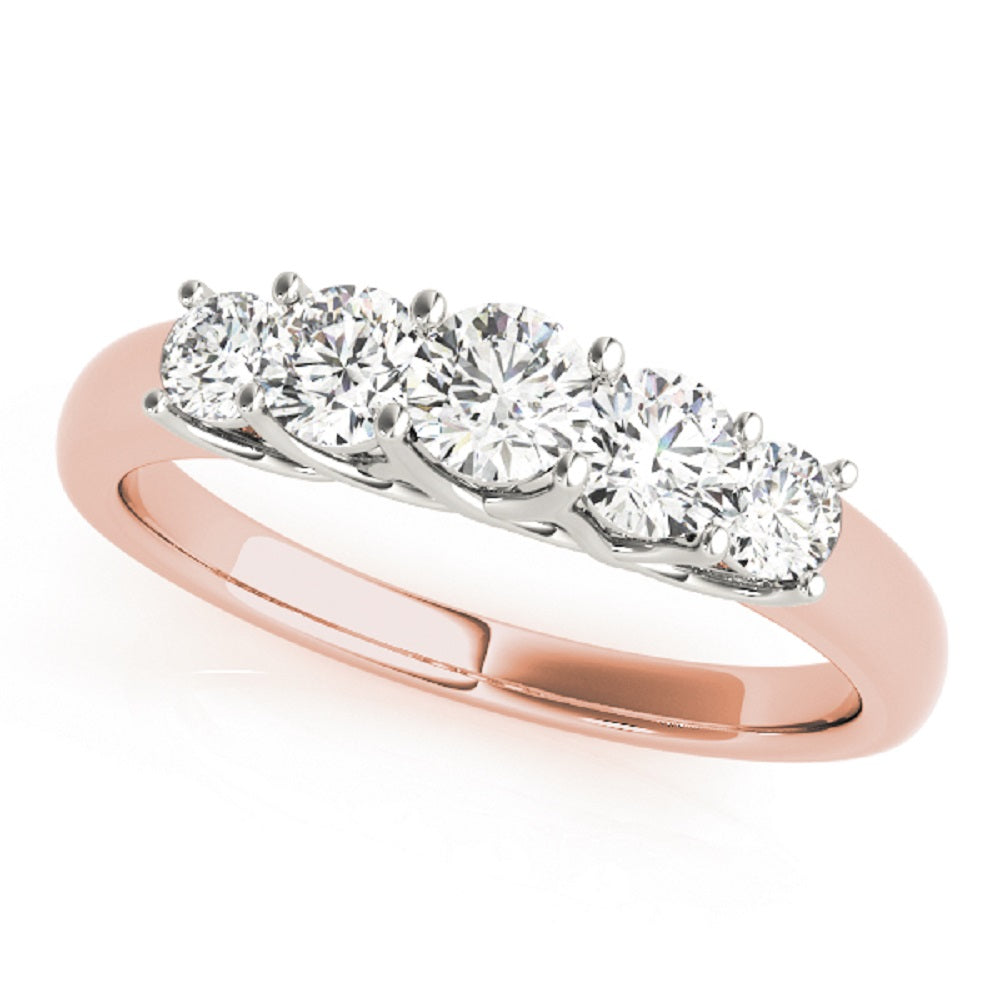 0.25 Ct 5-Stone Lab Grown Diamond Band Ring in 14K Yellow/ Rose & White  Gold