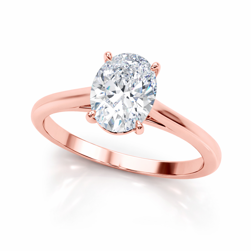 Solitaire Ring 1.10 Ct Oval Diamond 14K Rose Gold Engagement Women Jewelry