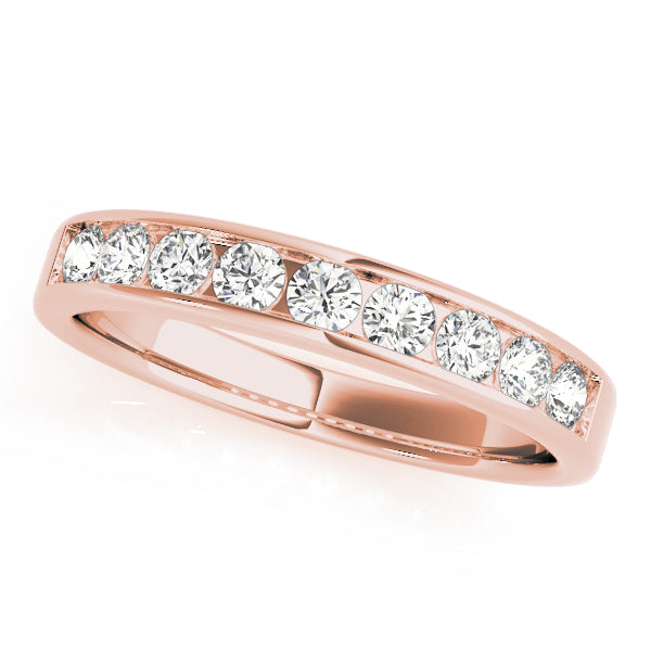0.45Ct Channel Set Diamond Wedding Band In 14K Rose White & Yellow Gold Jewelry