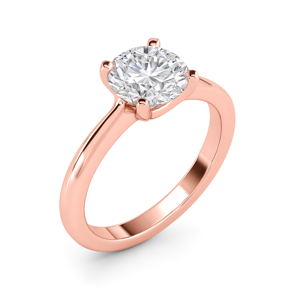 KohinoorGems Classic 1/2 Ct Round Solitaire Lab Grown Diamond Ring in 14K White/ Yellow And Rose Gold – Timeless 4-Prong Elegance