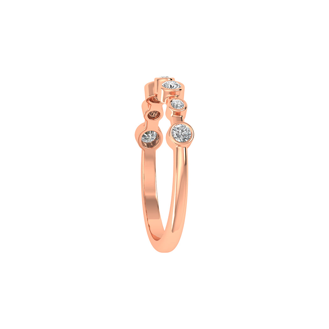 0.17Ct Bezel Set Diamond 14K Gold Wedding Band Women Jewelry