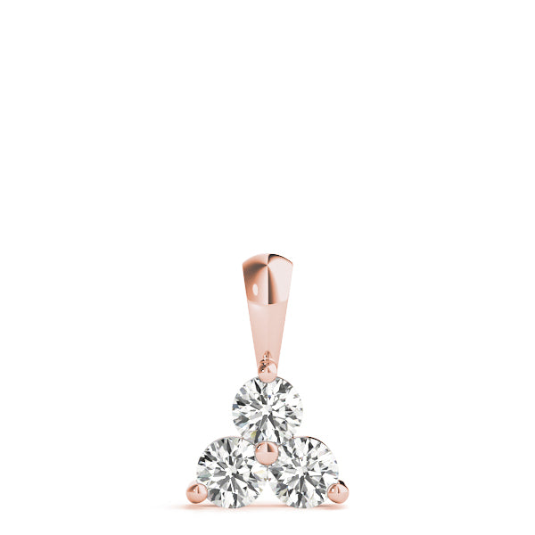 0.75 Ct Round Diamond 3 Stone Pendant In 14K Gold With Chain