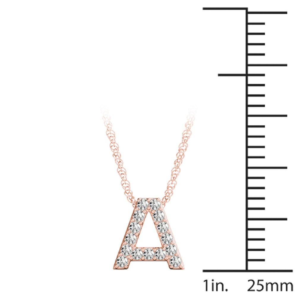 “A” Initial 0.07 CT Diamond Pendant Necklace in 14K Gold – With 18" Box Chain