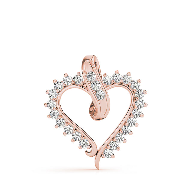 Heart Pendant 0.25 Ct Diamond Chain Necklace In 14K Gold
