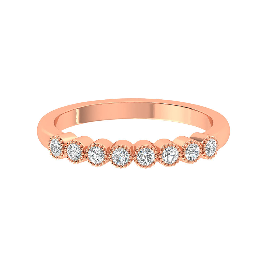 Wedding Band 14K Gold 0.25Ct Bezel Set Diamond Women Jewelry
