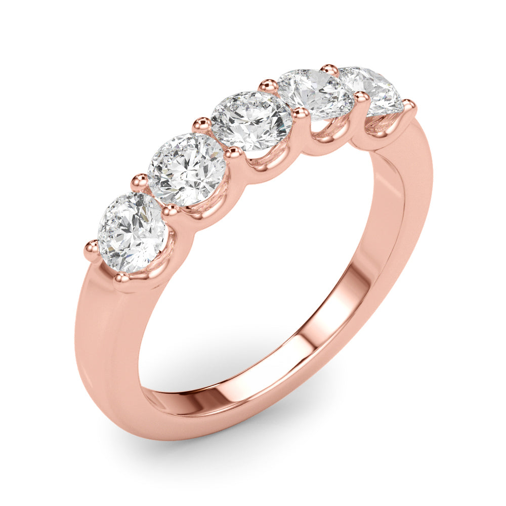 1/2 Ct Classic 5-Stone FG/VVS1 Diamond Band Ring in 14K White/Rose & Yellow Gold