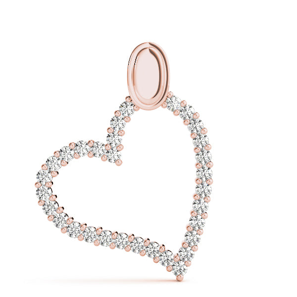 1.00  Ct Diamond Heart Pendant Necklace In 14K Gold