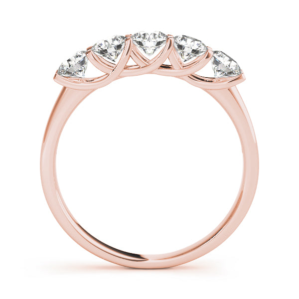 1.00ct Five Stone Wedding Band In 14K Gold