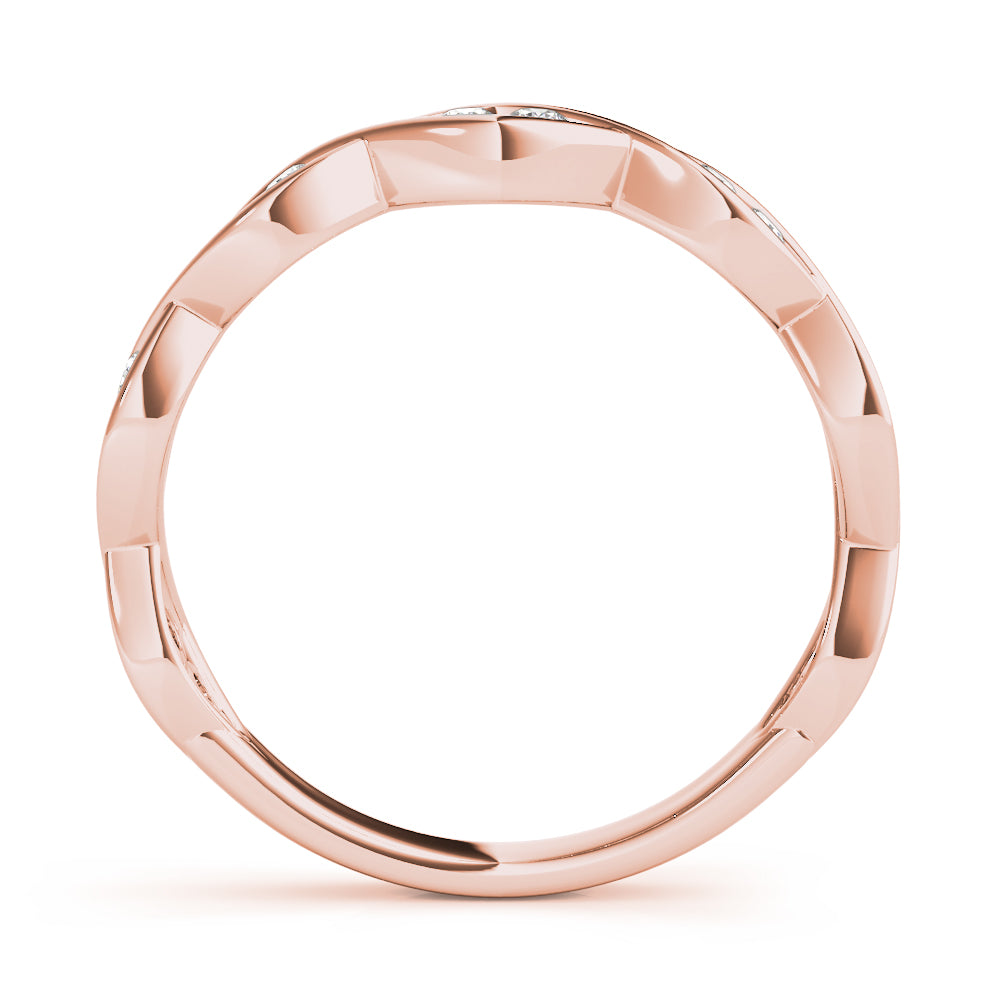 Wedding Band 0.21 Ct Diamond TWISTED Ring In 14K Gold