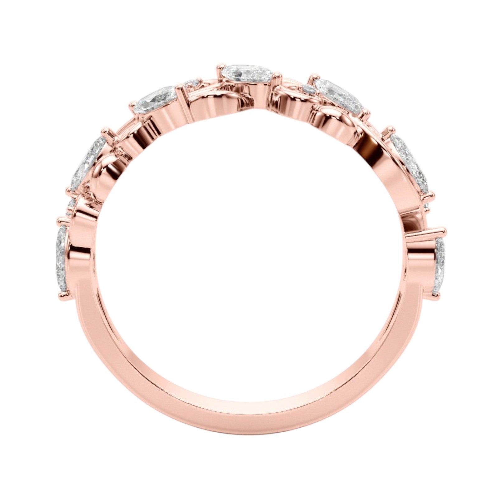 1/2 CT FG/VVS1 Diamond Designer Wedding Band In 10K White /Rose And Yellow Gold